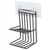 Soap Rack Dish Holder Double Layers Iron Coating Wall Mounted Strong Self-Adhesive for Bathroom thumbnail-2