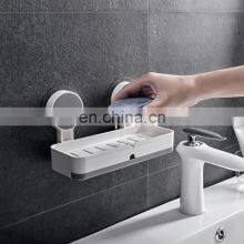 Household Bathroom Double Soap Dish Box Adhesive Wall Mount ABS Plastic Soap Dish Holder thumbnail-4