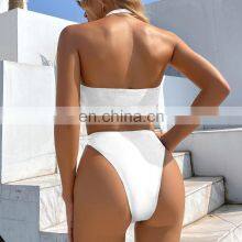 Sexy Swimwear Bikinis Beachwear Solid Color One Piece Swimwear Woman Custom Bikini 2022 thumbnail-5