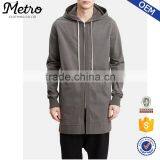 Fashion Casual Wholesale Dark Grey Mens Long Cut Hoodies thumbnail-1
