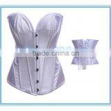 White Lady Steel Boned Full Spiral Corset Bustier Lace up Overbust Body Shaper