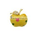 Custom-made Yellow Enamel Small Apple Brooch With Crystal thumbnail-1