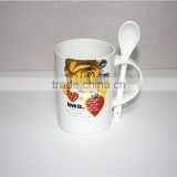 plain ceramic coffee mug with spoon white for wholesale