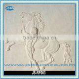 Antique Decorative White Stone Horse With Man Relief thumbnail-1