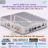 Fanless Micro Computer With Onboard Intel Core i5 4200U 1.6GHz Turbo Boost Dual Core 4 Thread 4GB DDR3 320G Harddisk Bluetooth