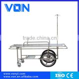 Stainless steel wheeled stretcher with two big and small wheels