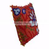 Suzani Embroidered Cushion Cover Boho Throw Indian Pom Pom Pillow Cases 16x16 thumbnail-2