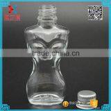 Fancy Design Woman Body Shaped Clear Lotion Glass Bottle With Aluminum Cap thumbnail-2