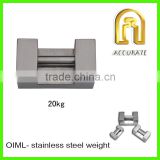 OIML standard stainless steel 20kg rectangular weight, F1 F2 M1 calibration weights, unit weight stainless steel