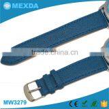High Quality Leather Band Blue Strap Case Stainless Steel Wristwatch thumbnail-3