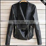 Leather Woman Fashion Jacket With Zipper Pockets pu Jacket Simple Design for Lady Quality Choice