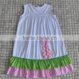 handmade easter day bunny pattern infant girl cotton ruffle dress