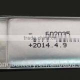602035 Lipo Battery 3.7v 400mah Customized Lipo Battery