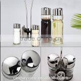 Stainless Steel Condiment Holders Glass Cruet Bottle Vinegar Oil Glass Condiment Set thumbnail-3