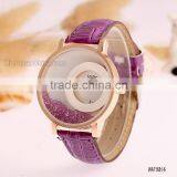 Women Quicksand Rhinestone Dial Faux Leather Purple Strap Bracelet Wrist Watch New thumbnail-1