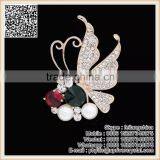 Crystal Butterfly Gold Brooch Jewelry Cheap Ruby Black Diamond Pearl Brooch thumbnail-1