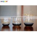 Elegant Manufacturer Mouthblown Borosilicate Color Double Wall Drinkware Glass With Gold Sliver Rim