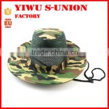 Jungle hiking camouflage custom mesh camo bucket boonie hat with string