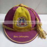 Custom Embroidered Honours Cap With Golden Braid & Tassel, Fuchsia / Yellow Velvet thumbnail-1
