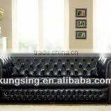 Black Leather Chesterfield Sectional Sofa