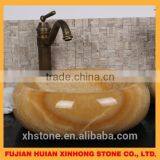 Natural Stone Yellow Jade Marble Basin for Decoration thumbnail-1