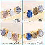 Hot Sale Adjustable Round Natural Druzy Natural Stone Anniversary Ring thumbnail-2