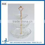 Multilayer Antique Glass Fruit Plate With Golden Rack thumbnail-1