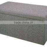 Grey Rectangle Polyester Linen Foldable Shoes Storage Ottoman thumbnail-2