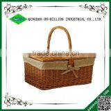 Handled Rectangular Natural Wicker Hamper Box With Liner thumbnail-2