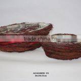 Wash White Boat Shaped Rattan Flower Pots for Christmas thumbnail-2