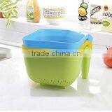 Plastic Square Vegetable Fruit Strainer Draining Basket With Handle thumbnail-3