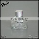 Cosmetic China Simple 100ml Clear Roumd Perfume Empty Glass Bottle Silver Aluminum Cap Best Sale Lowest Price Wholesale thumbnail-3