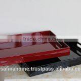 Set of 2 Rectangle Colored Lacquer Serving Tray thumbnail-1