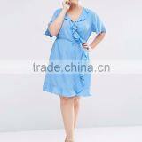 Women's CURVE Mini Wrap Dress With Frill thumbnail-1