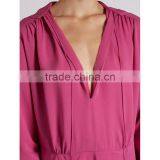 2017 Latest Women Spring Ruched Shoulder Vetements Silk Crepe Midi Dress HSD9918 thumbnail-5