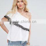 Women Tops&Blouses Factory Summer White One Shoulder Top thumbnail-2