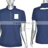 Navy Blue Custom Logo Embroidery Ladies Polo Shirt thumbnail-1