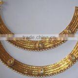 Gold Plated Broad Payal ANKLETS Pair Feet Bracelet thumbnail-1