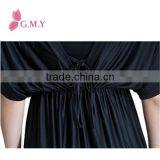 Women V-neck Cap Sleeve Empire Waist Over Sized Maxi Casual Beach Dress thumbnail-5