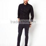 Western Slim Fit Pitch Black Denim Shirt thumbnail-4