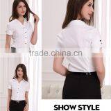 Women's White Short Sleeve Shirt of Good Guality (DSHL096) thumbnail-2
