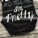 Infant Baby Girls Boutique Clothing Sets Toddler Outfits Feed me and Tell me I'm Pretty Romper Infant Toddler Girls Romper thumbnail-2