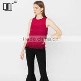Red Sleeveless Blouses With Tassels 2018 Womens Fringed Tops thumbnail-1