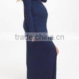 2016 New Maternity Dresses With Navy Blue Maternity Side-Slit Maxi Dress Pretty Women Clothes WD80817-18 thumbnail-3