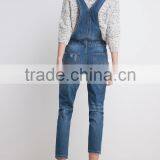 Women's Spring Slim Fit Distressed Denim Jeans Short Suspender Bib Overalls thumbnail-3