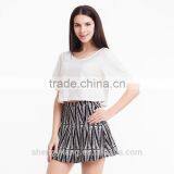 Womens Fashion Style White Blank Loose Classic V-neck Crop Tops/t Shirt thumbnail-1