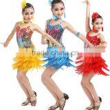 Sequined Girls Tassels Latin Dancewear Costumes Kids Professional Dancing Dress thumbnail-1