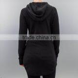 Urban Classics Zip Pockets Thin Black Cotton Curved Hem Hoodie for Ladies thumbnail-3