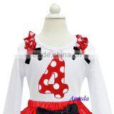 Girls Red White Polka Dots 4th Birthday White Long Sleeves Tee 1-7Y thumbnail-1