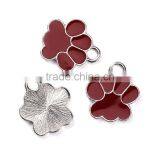 Zinc Based Alloy Charms Bear's Paw Silver Tone Deep Red Enamel thumbnail-3